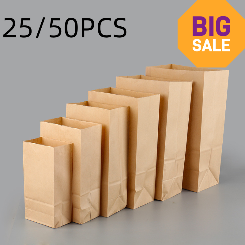 Food Storage In Plants - 25/50pcs Sacos de Papel Kraft Marrom