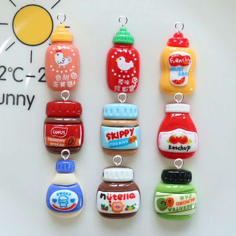 Salad Dressing Bottle - 10 Peças de Pingentes de Resina