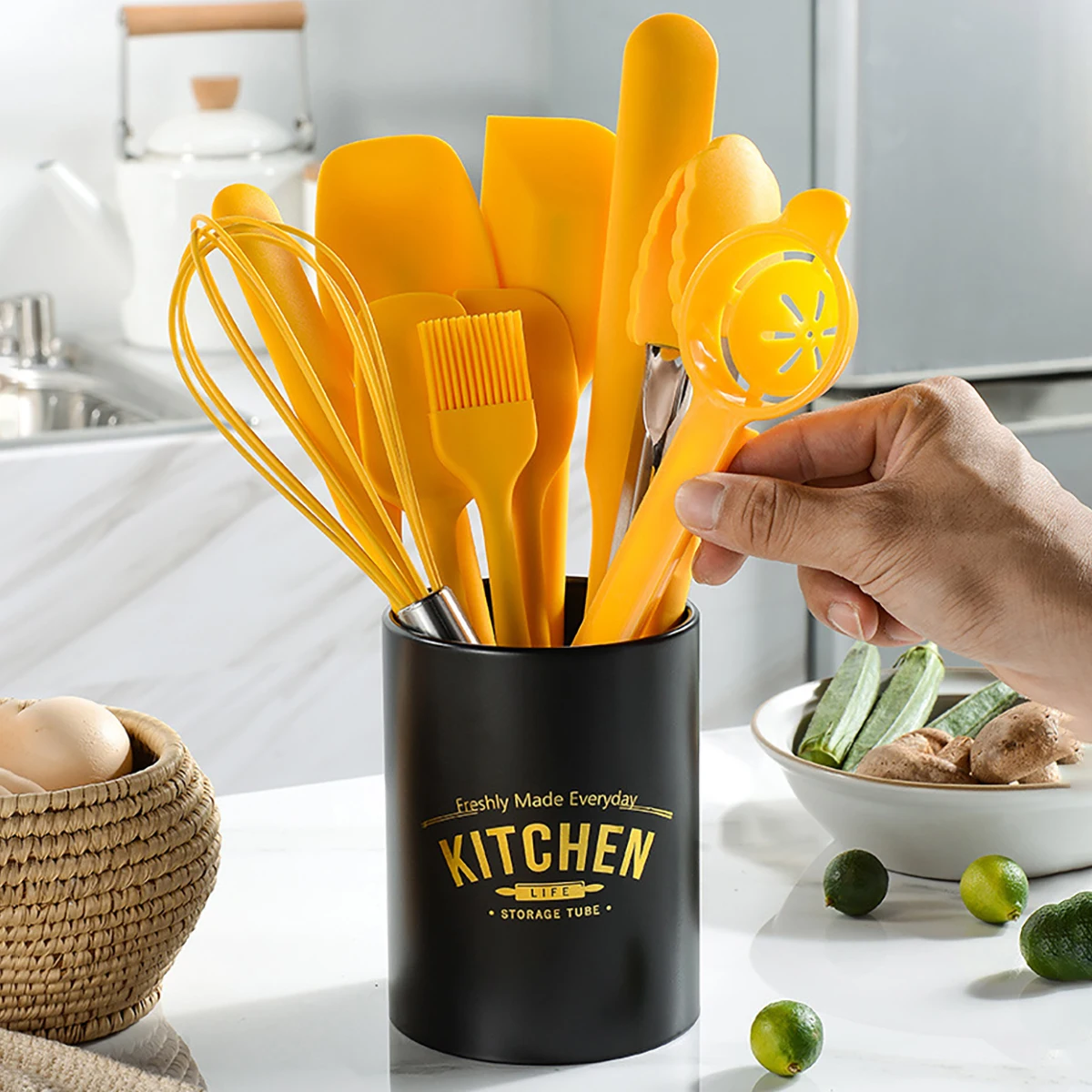 Food Storage Yellow - Conjunto de Utensílios de Cozinha Amarelos