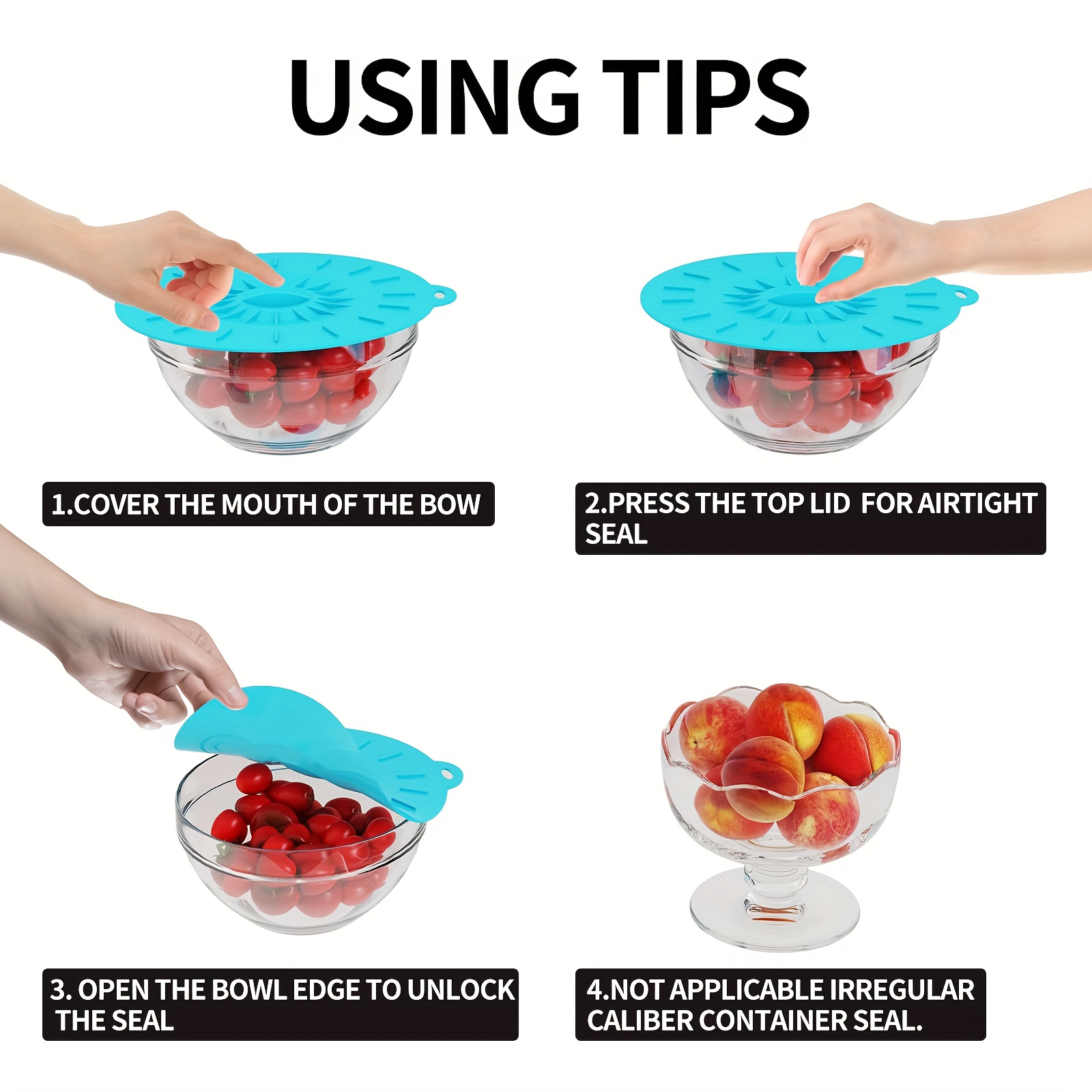 Conjunto de 5 Tampas de Silico - Food Storage Utensils avaliação e preço